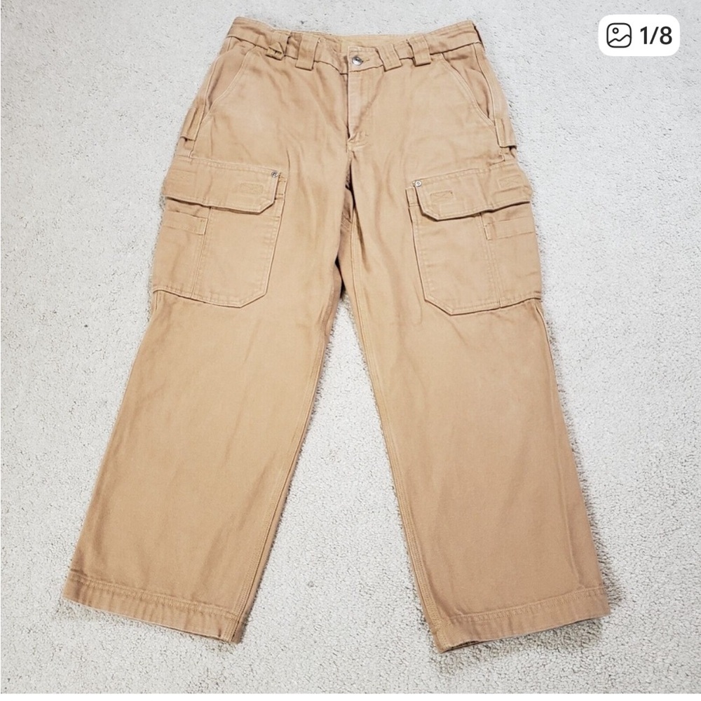 Duluth Trading Pants Mens 34x28* Brown Flex Fire Hose Cargo Work Tactical